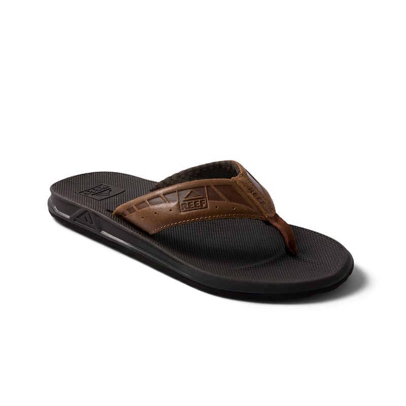 Reef Phantom LE Mens Beach Flip Flop, Full Grain Leather Strap, Compression Molded EVA footbed, Brown/Tan, 9 - Image 3